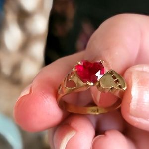 14k ruby red gold heart ring flash sale